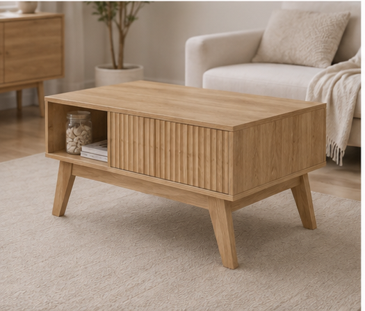 Table basse Kalvia dans un salon avec canapé beige