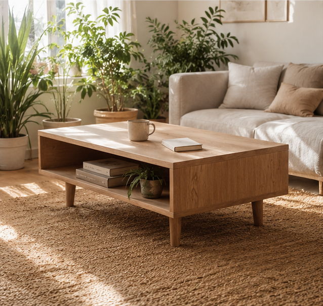 Table basse Nolane dans un salon rempli de plantes vertes Image