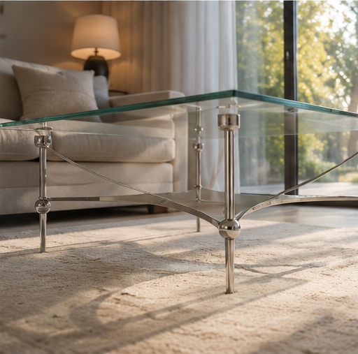 Table basse Solene contre-plongée transparence verre trempé salon