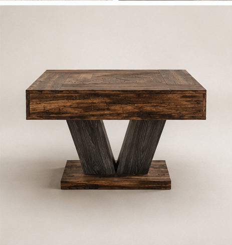 Table basse Vexor pieds en V vue de face sur fond neutre